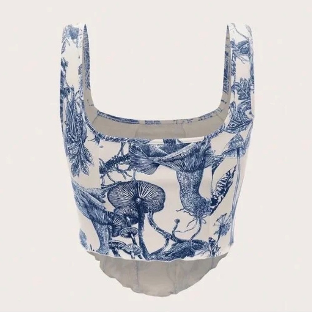 New Lettuce Hem Plant Crop Top Sz M - Picture 3 of 7
